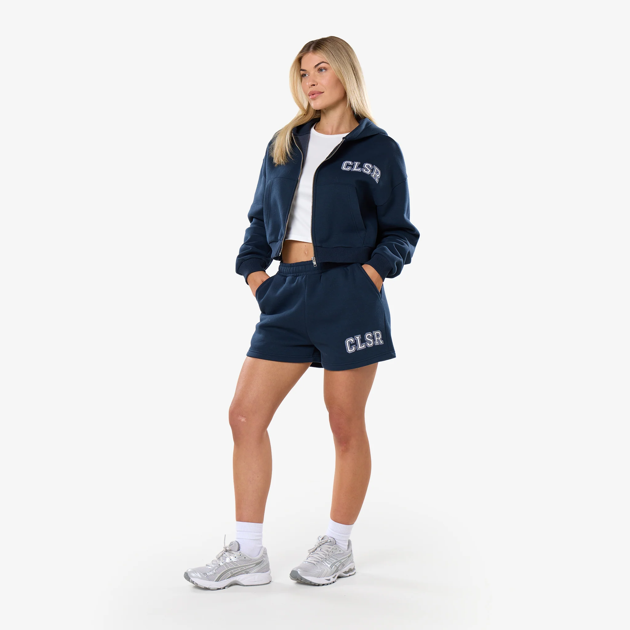 Varsity Applique Zip Through Twinset | Navy - Image 3
