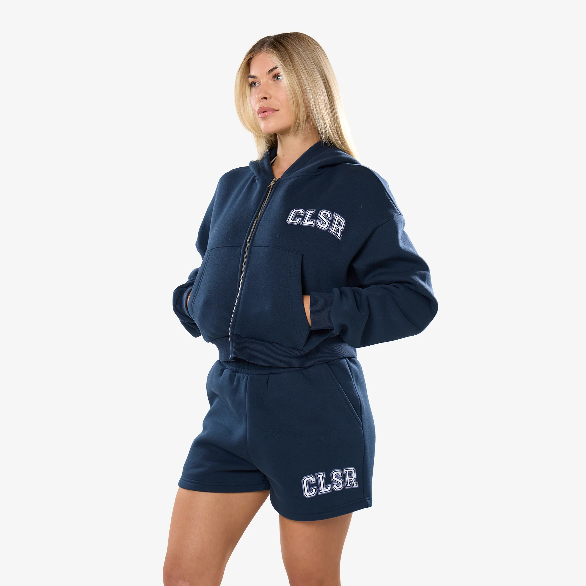 Varsity Applique Zip Through Twinset | Navy - Image 4