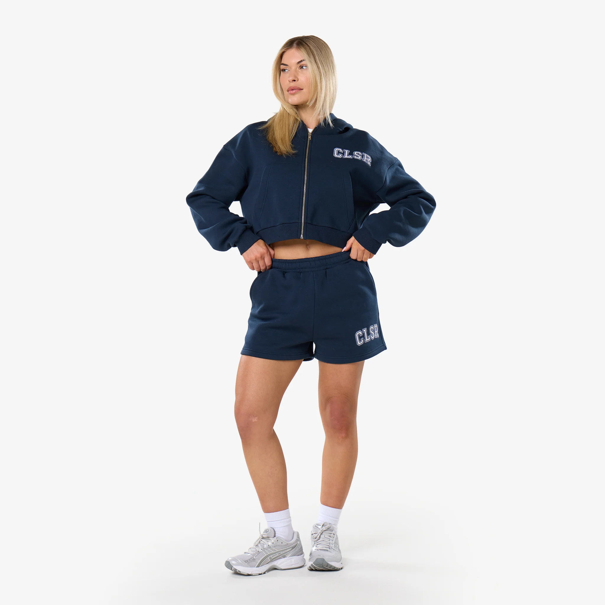 Varsity Applique Zip Through Twinset | Navy - Image 5