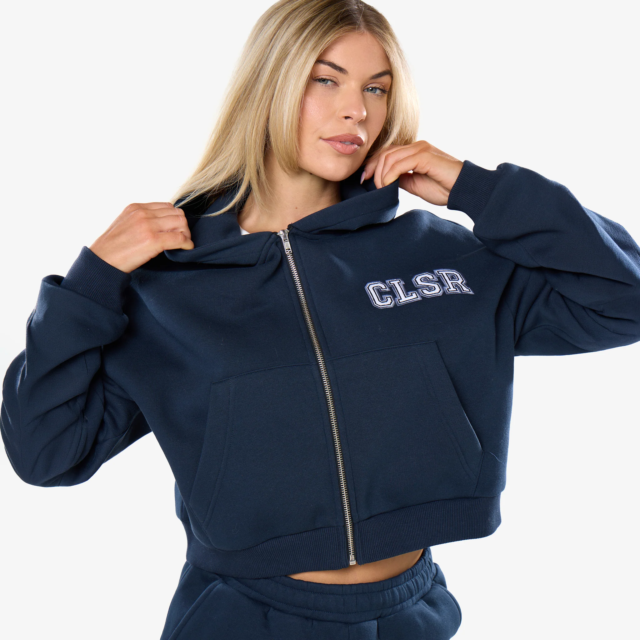 Varsity Applique Zip Through Twinset | Navy - Image 7