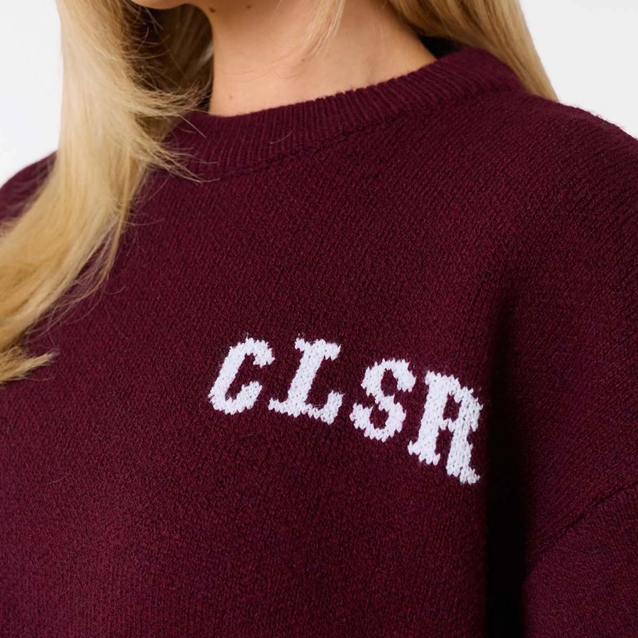 Varsity CLSR Knit Crew Neck | Burgundy - Image 3