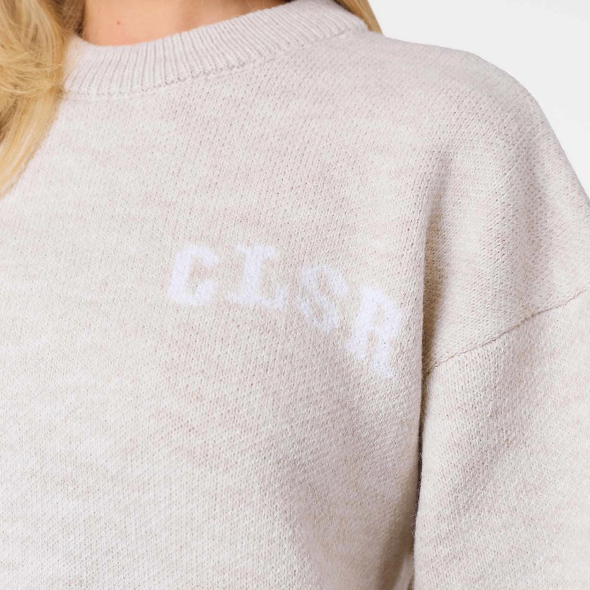 Varsity CLSR Knit Crew Neck | Oatmeal - Image 3