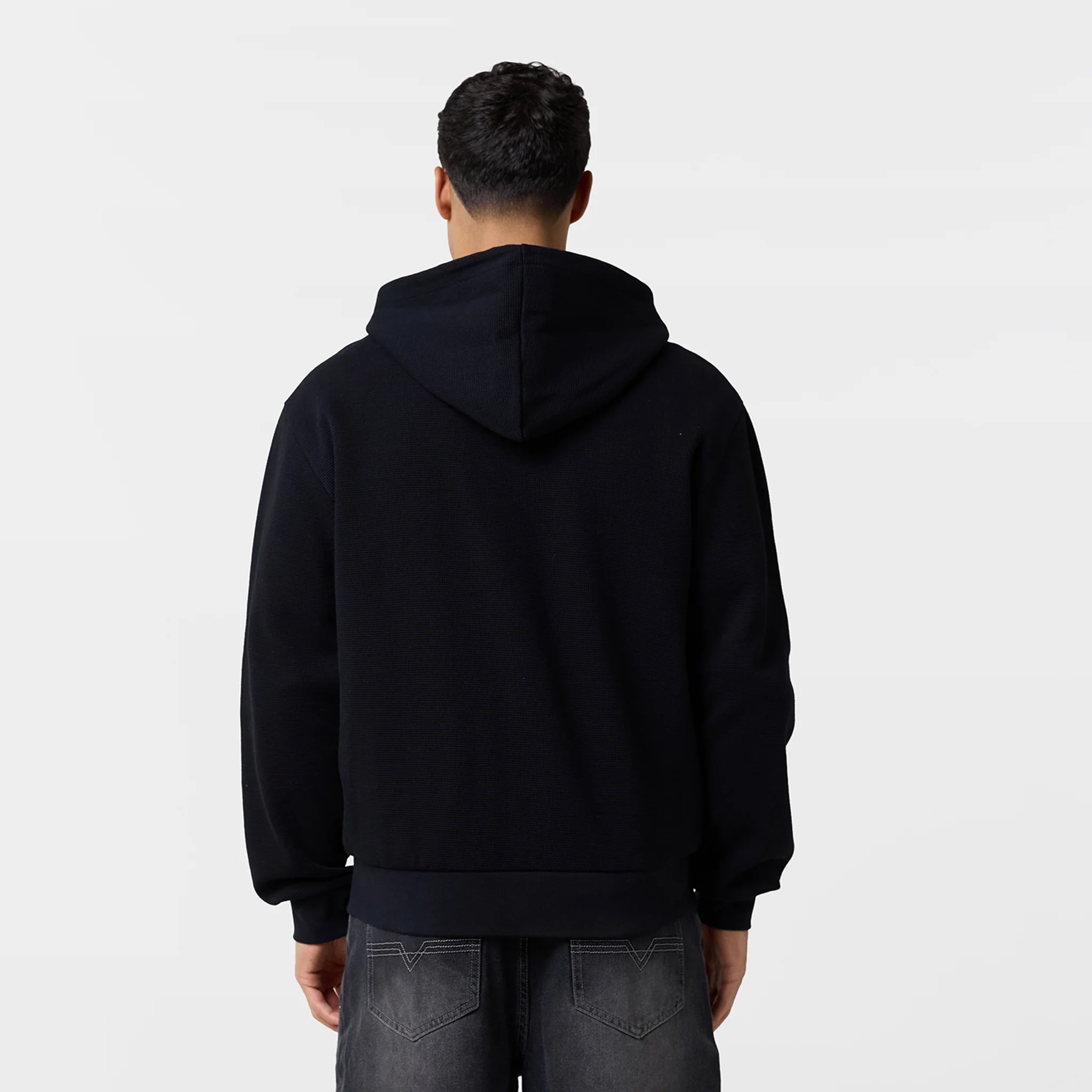 Waffle Full Zip Hoodie | Black - Image 10
