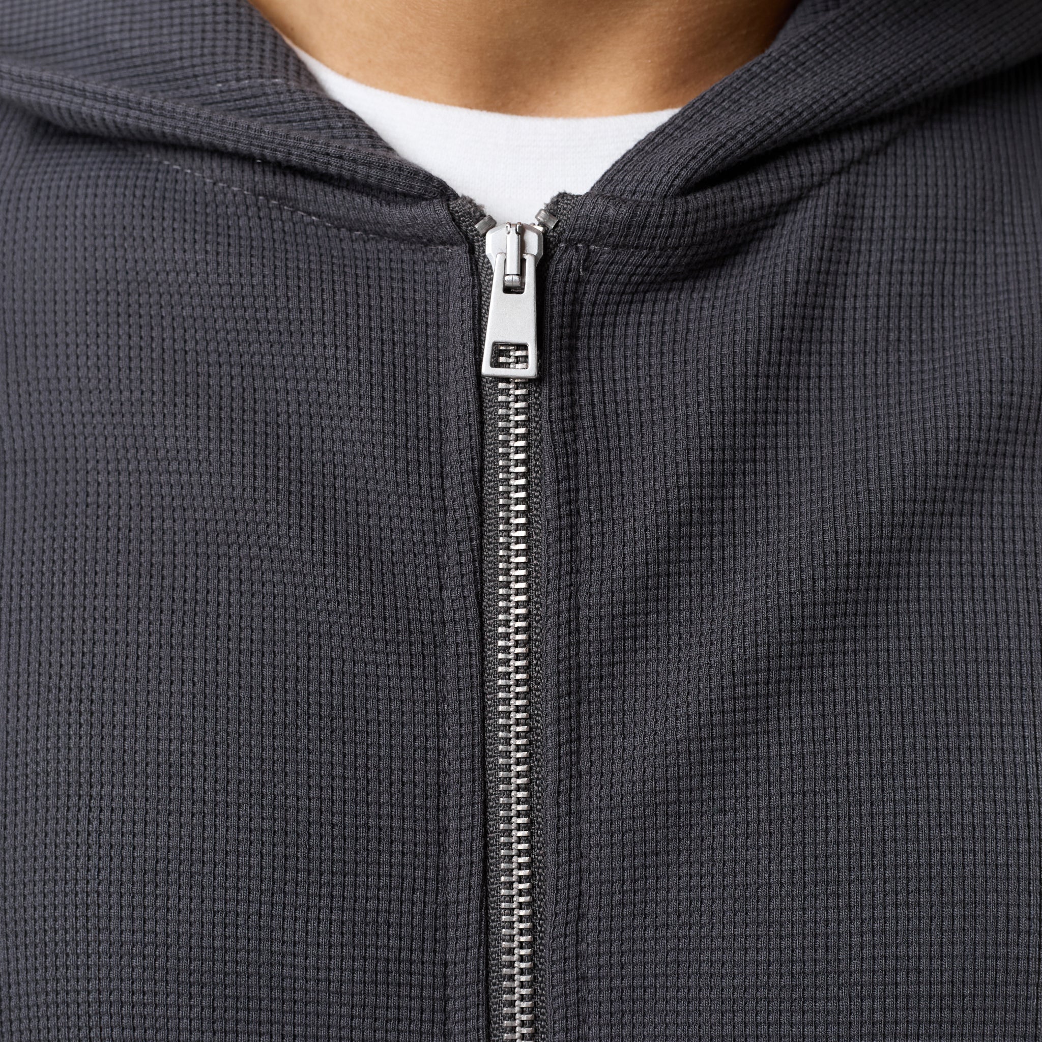 Waffle Full Zip Hoodie | Charcoal - Image 5