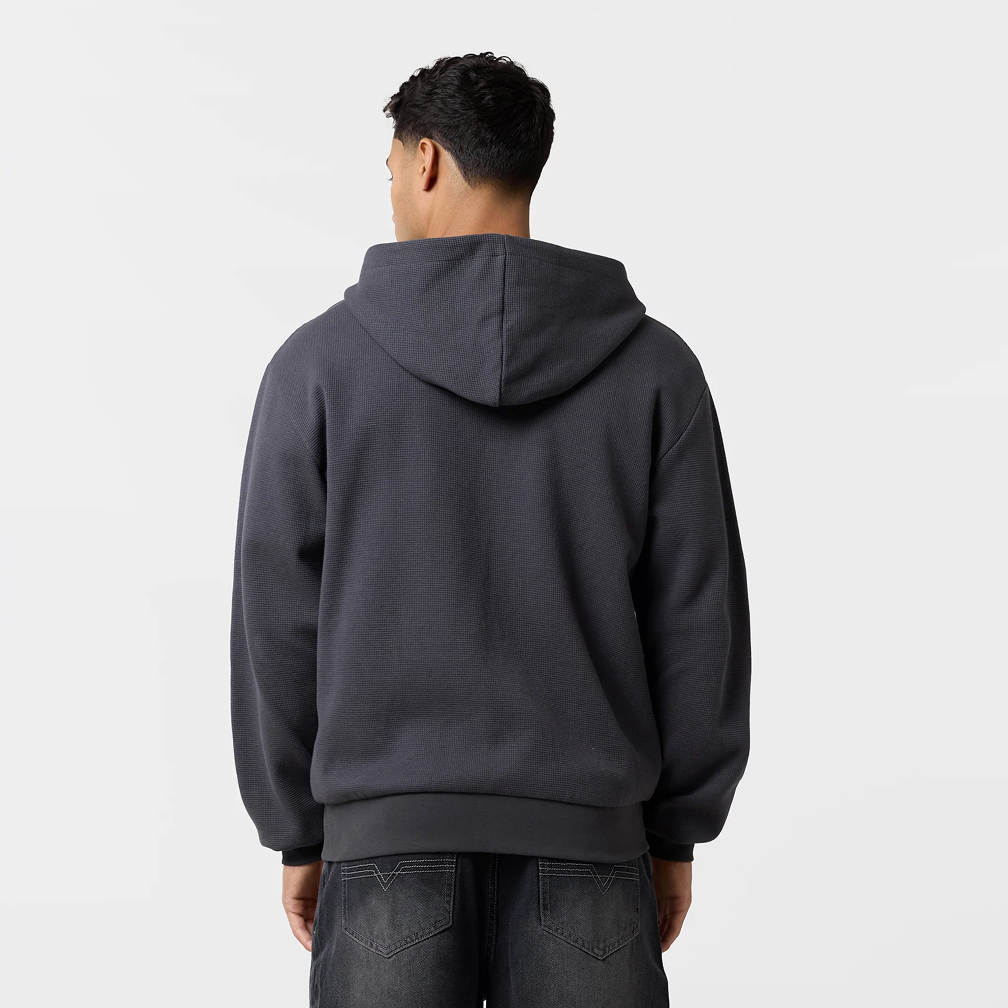 Waffle Full Zip Hoodie | Charcoal - Image 7