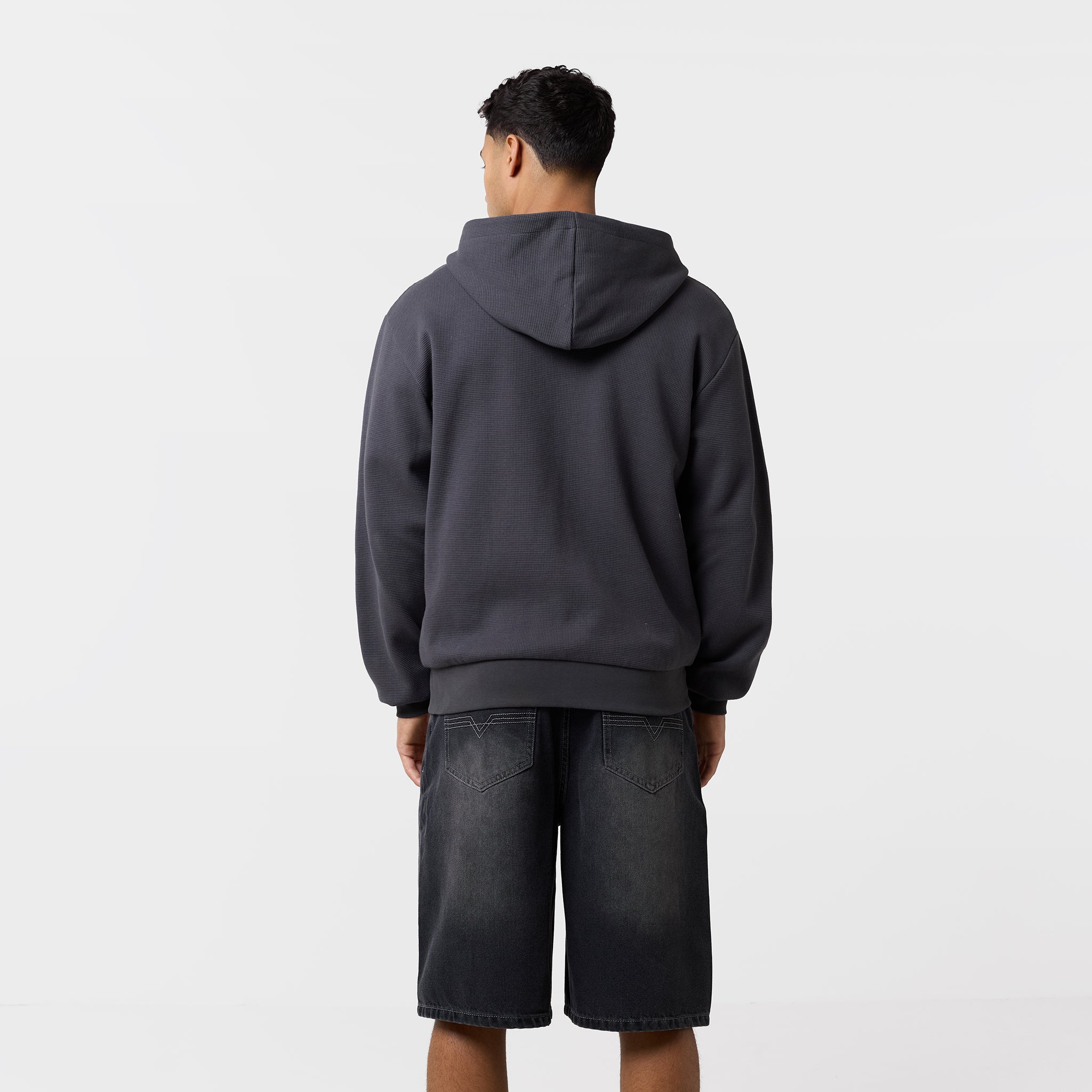 Waffle Full Zip Hoodie | Charcoal - Image 8
