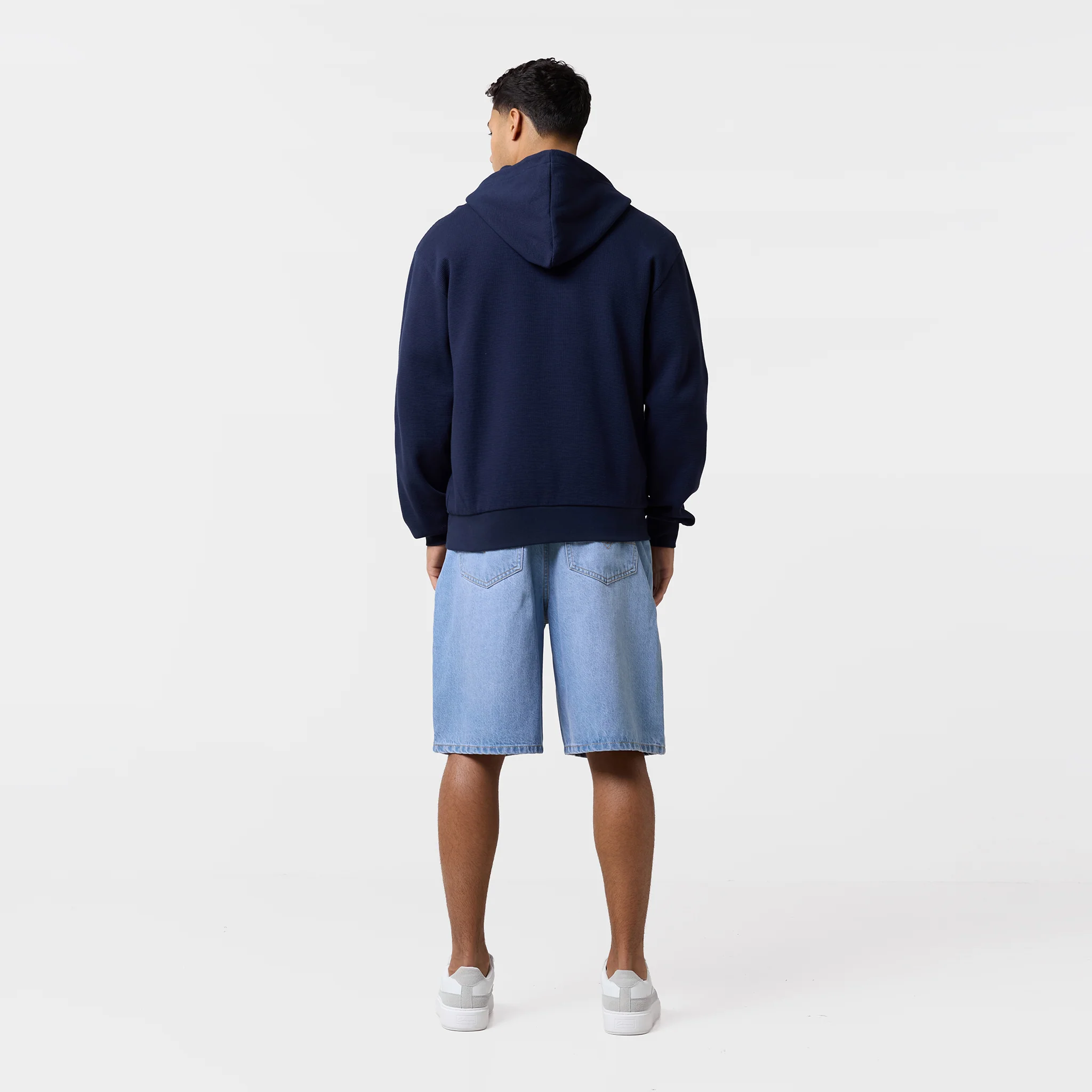 Waffle Full Zip Hoodie | Navy - Image 11