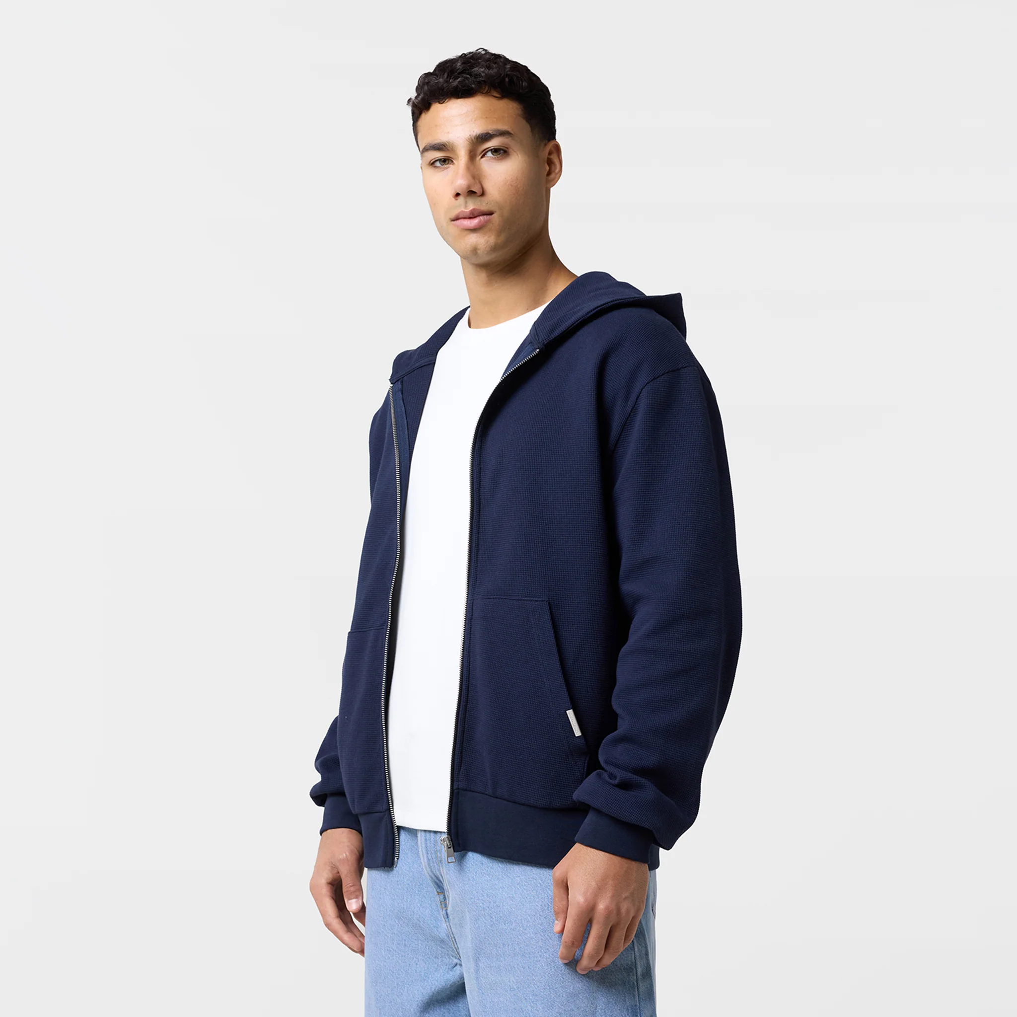 Waffle Full Zip Hoodie | Navy - Image 3