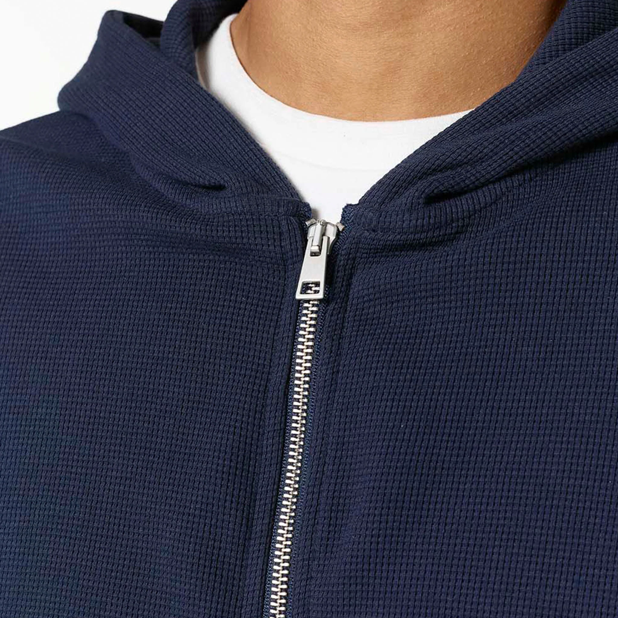 Waffle Full Zip Hoodie | Navy - Image 4