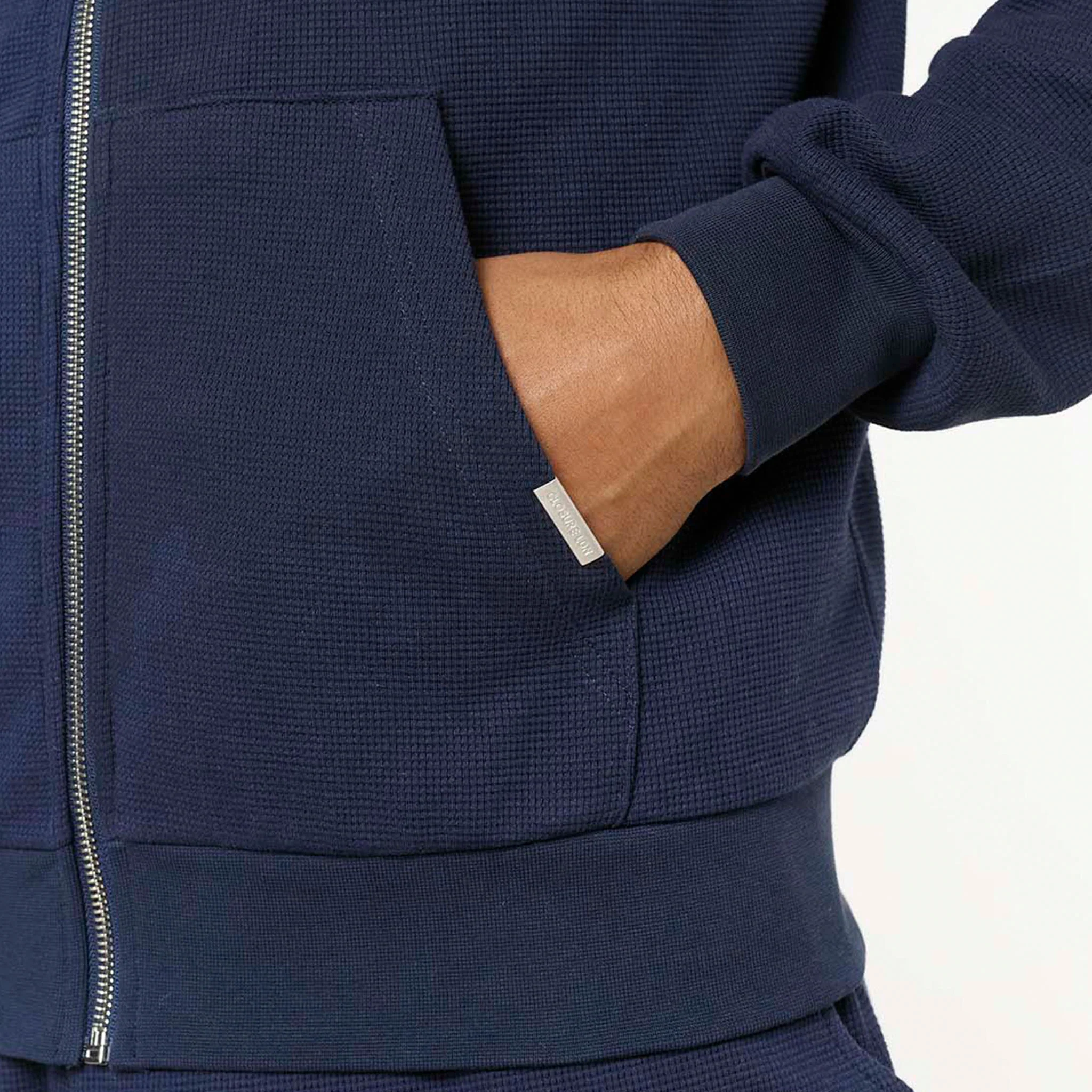 Waffle Full Zip Hoodie | Navy - Image 5