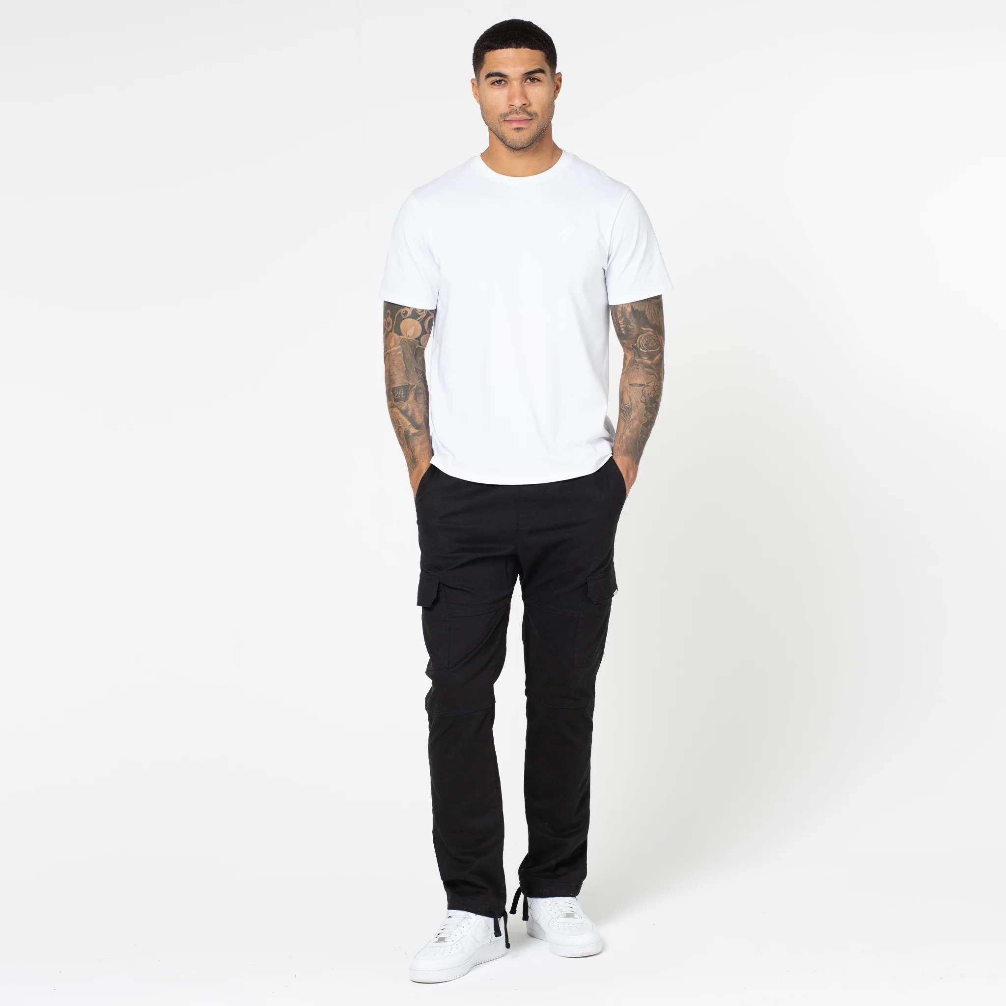 Washed Open Hem Cargo Pants | Black - Image 2