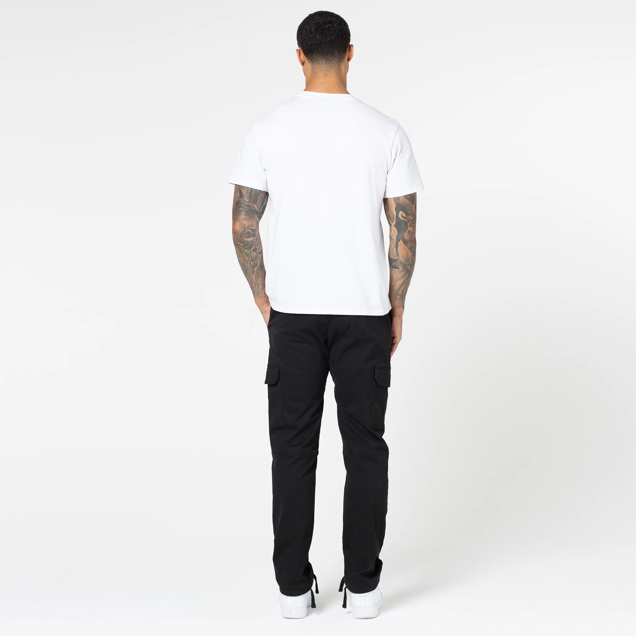 Washed Open Hem Cargo Pants | Black - Image 5