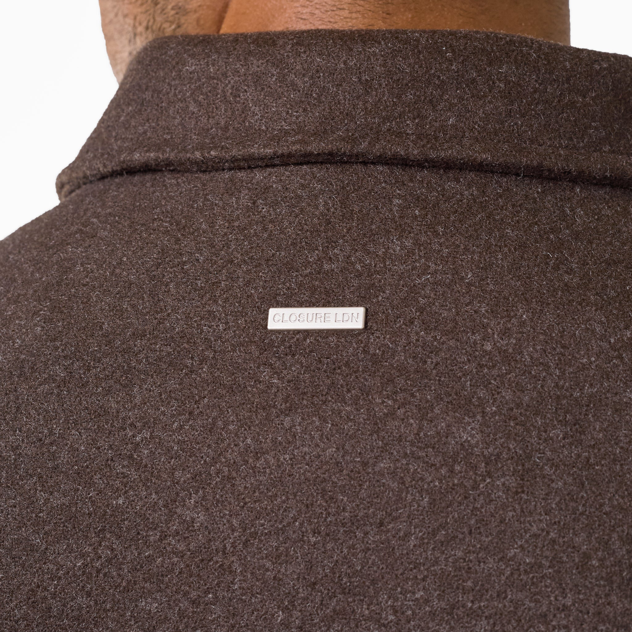 Faux Wool Button Up Jacket | Brown - Image 10