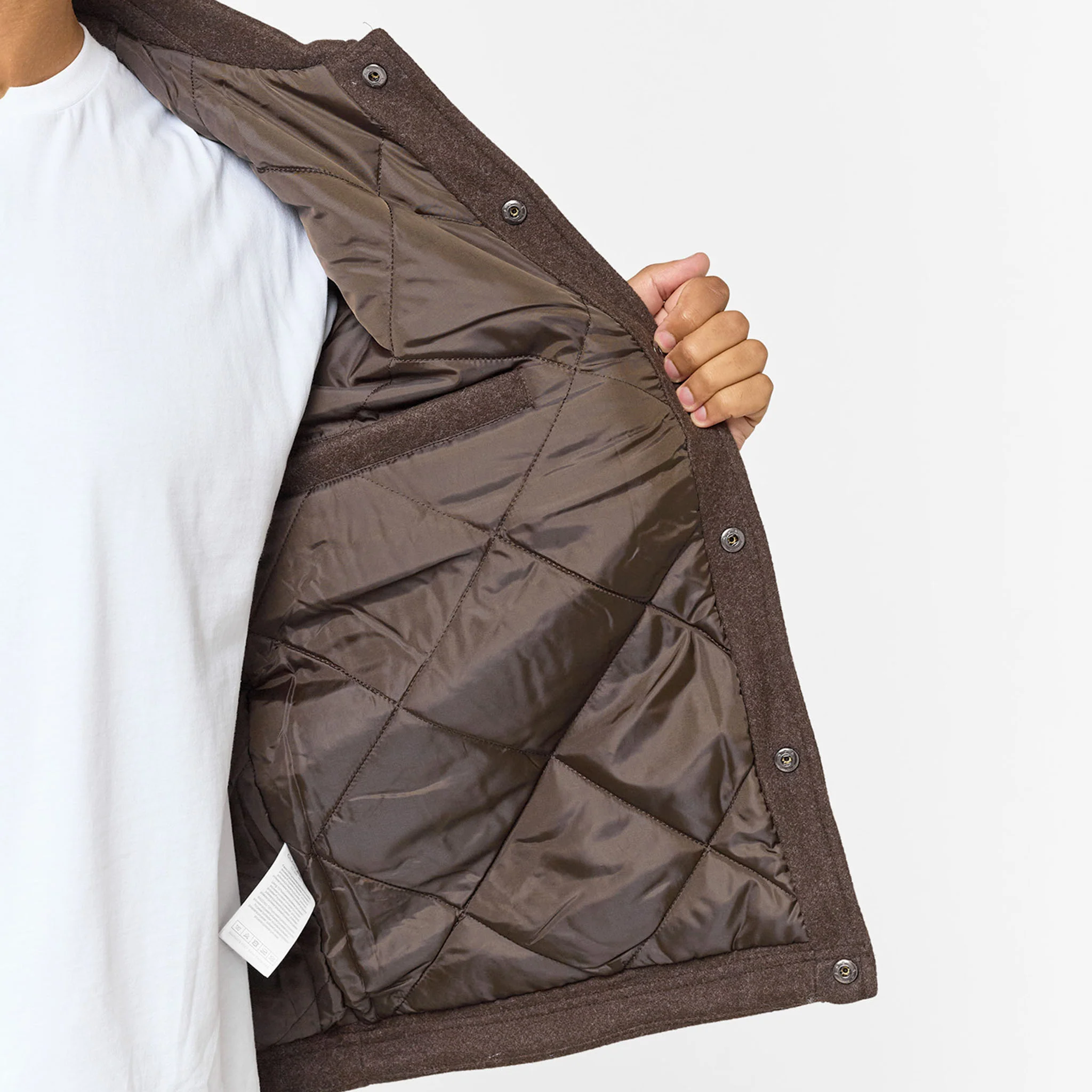 Faux Wool Button Up Jacket | Brown - Image 8
