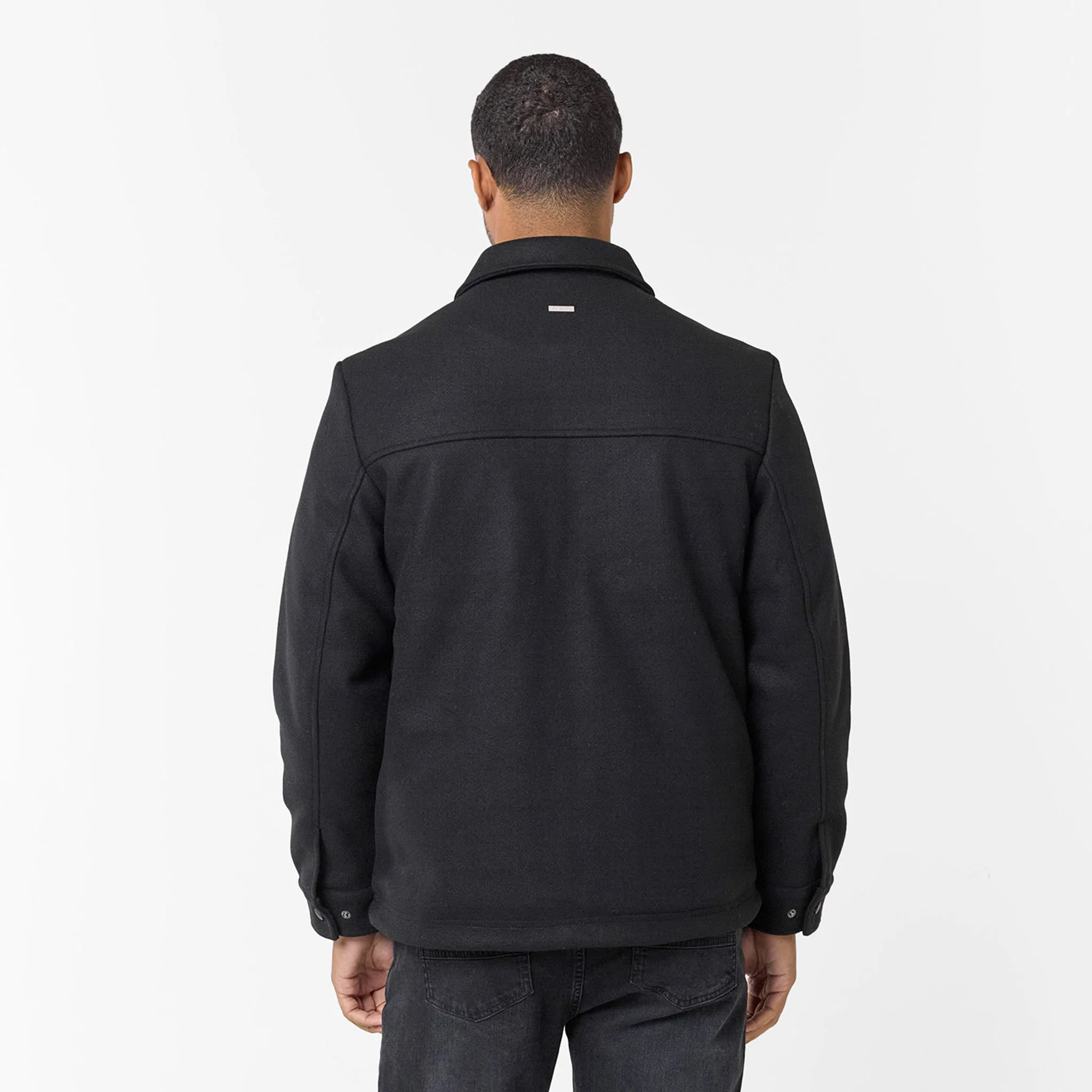 Faux Wool Button Up Jacket | Black - Image 10