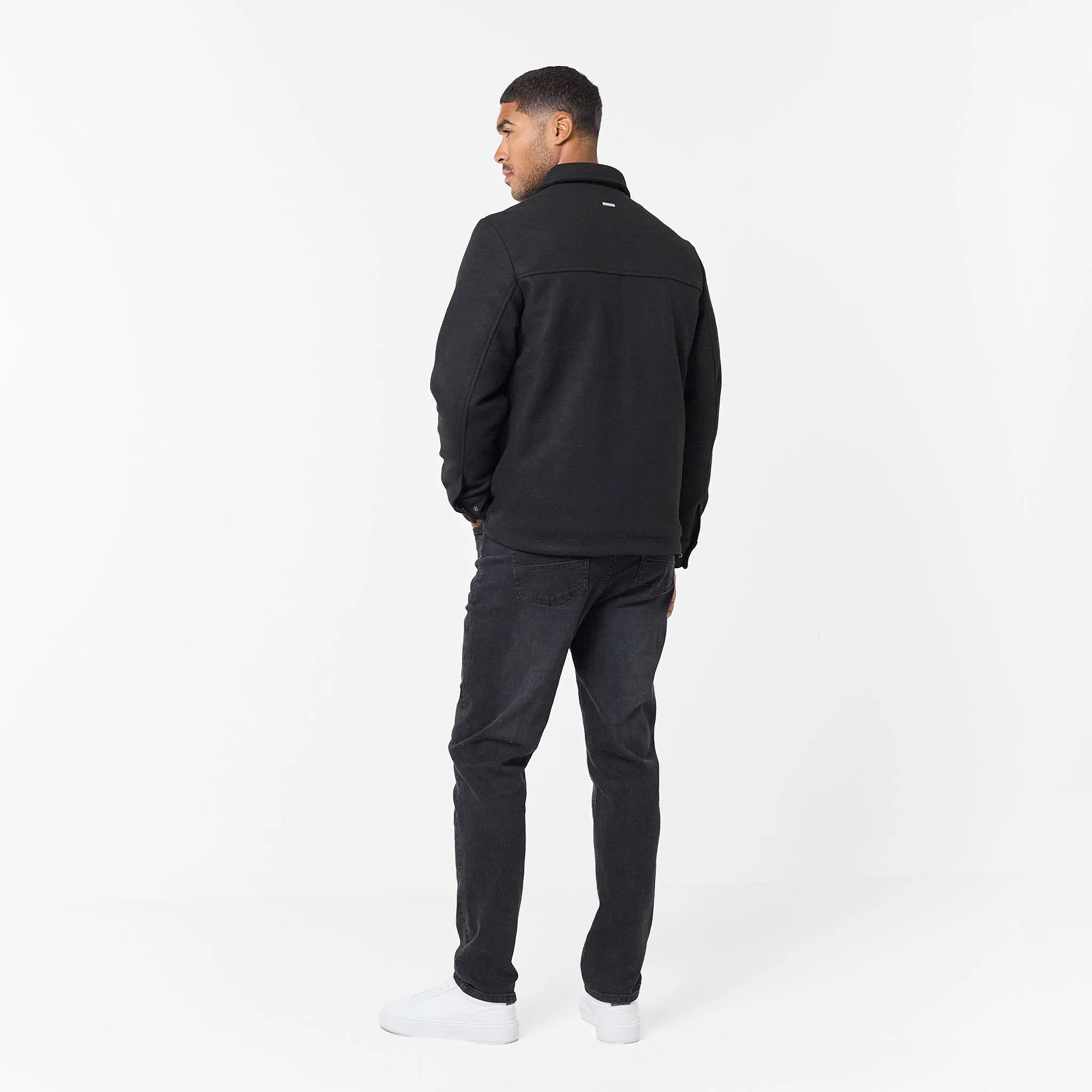 Faux Wool Button Up Jacket | Black - Image 11