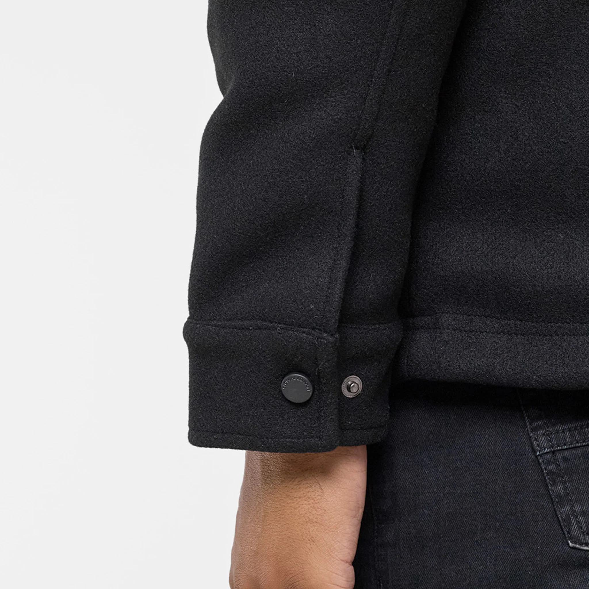 Faux Wool Button Up Jacket | Black - Image 9
