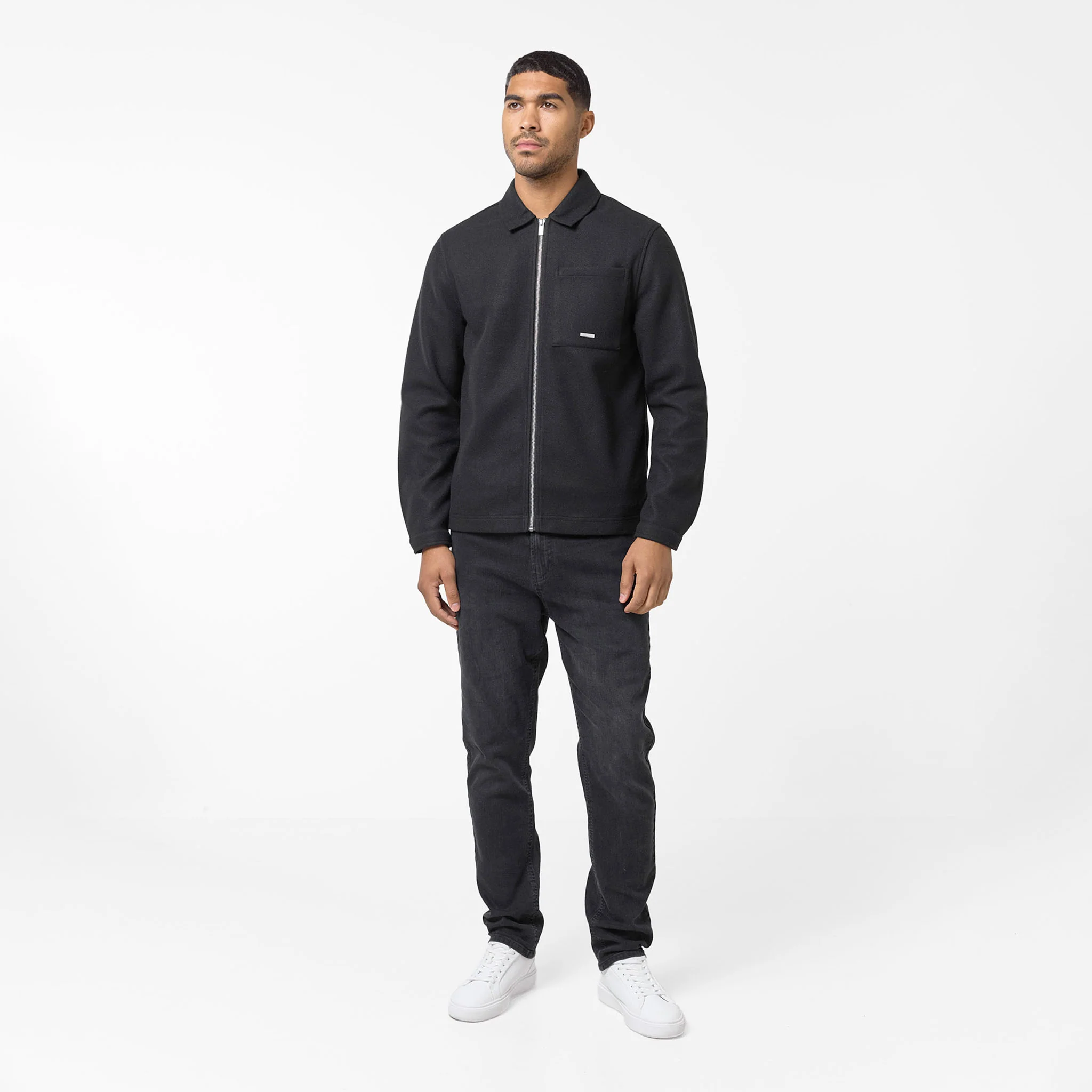 Faux Wool Zip Jacket | Black - Image 10