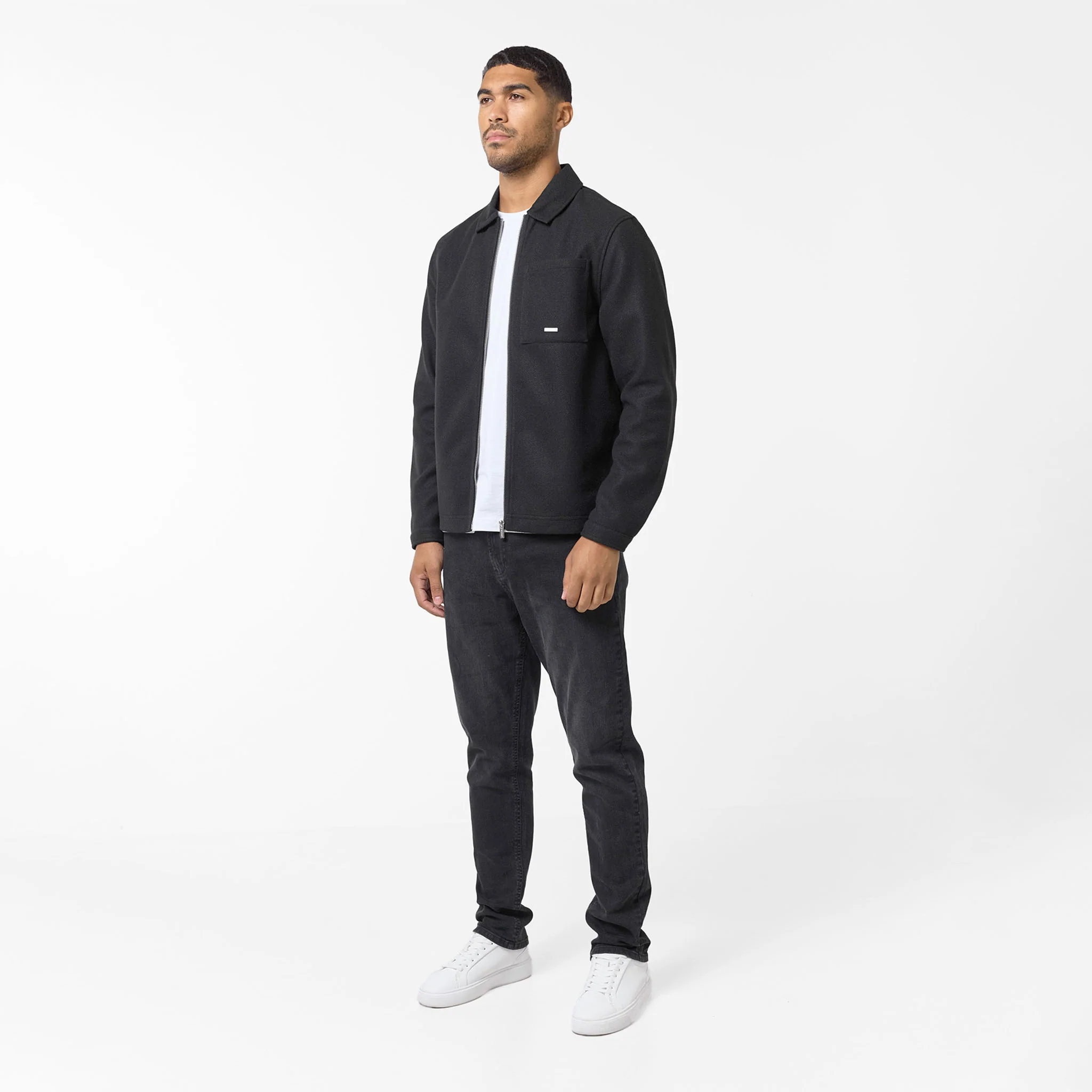Faux Wool Zip Jacket | Black - Image 3