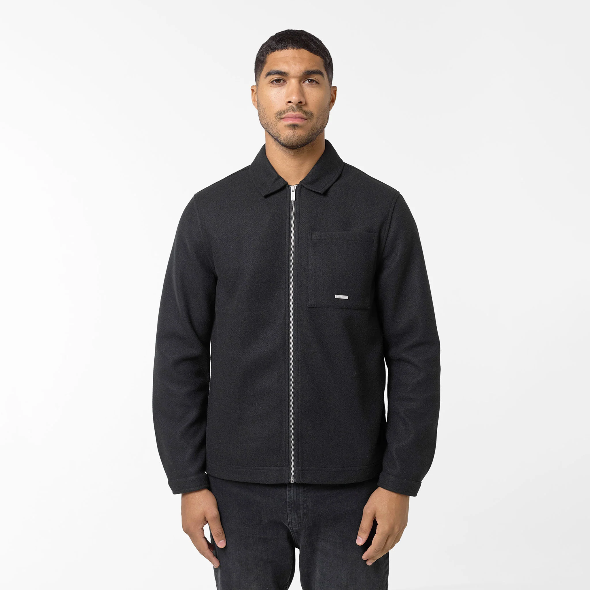 Faux Wool Zip Jacket | Black - Image 7