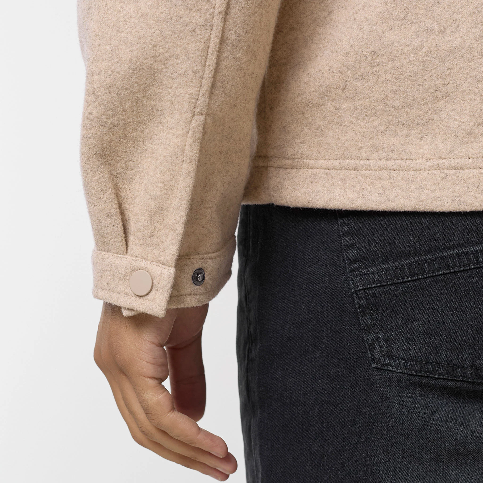 Faux Wool Zip Jacket | Stone - Image 6
